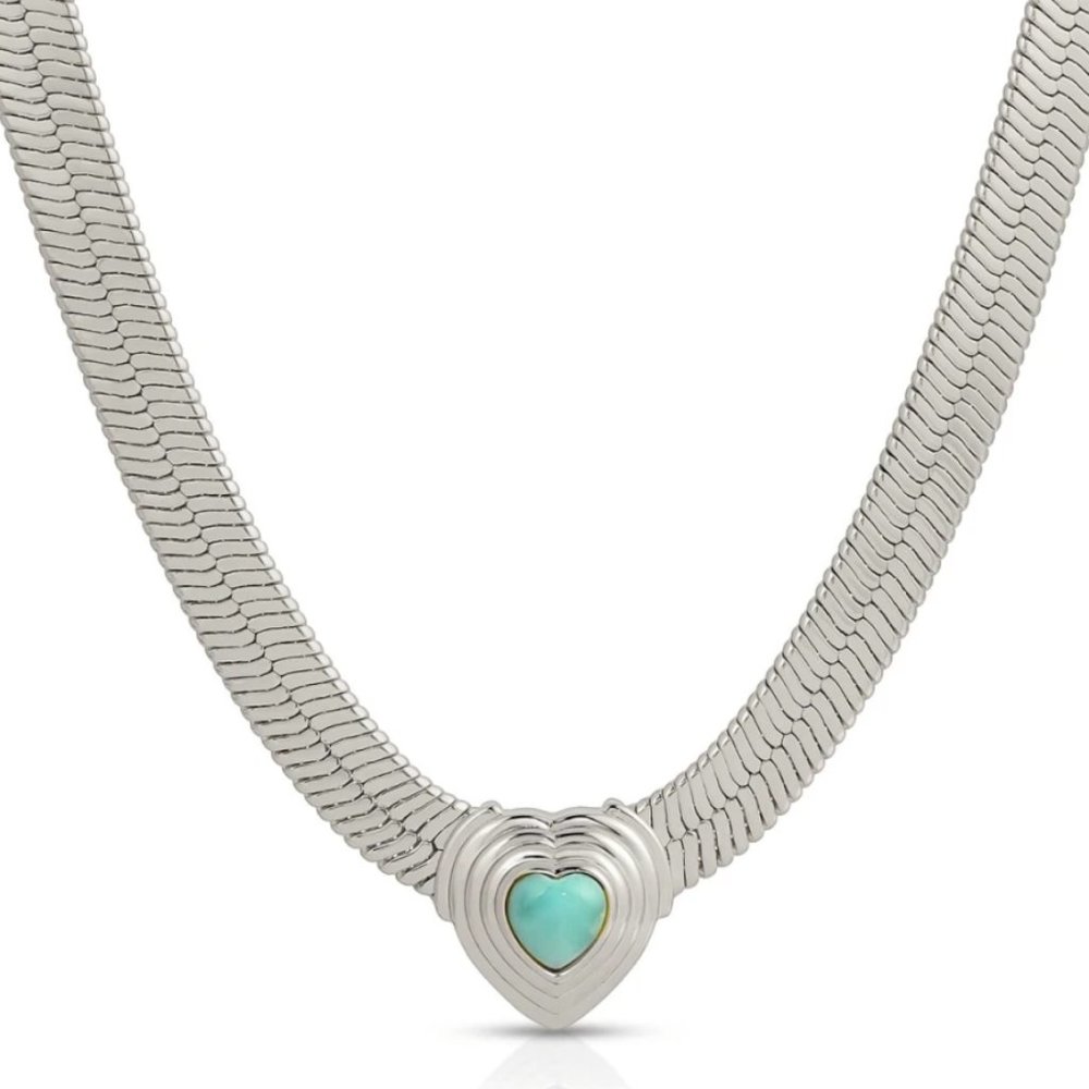 Glamrocks Chevron Herringbone Larimar Necklace